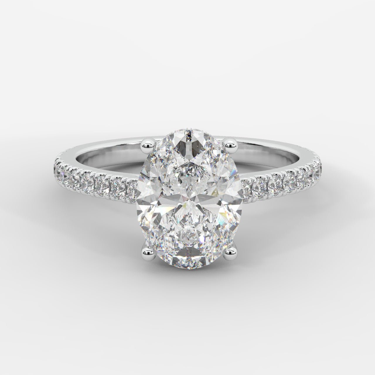 Vivienne Diamond Ring with Hidden Halo and Pavé Band - Oval - AYKA JEWELS