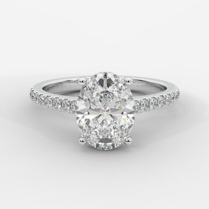 Vivienne Diamond Ring with Hidden Halo and Pavé Band - Oval - AYKA JEWELS
