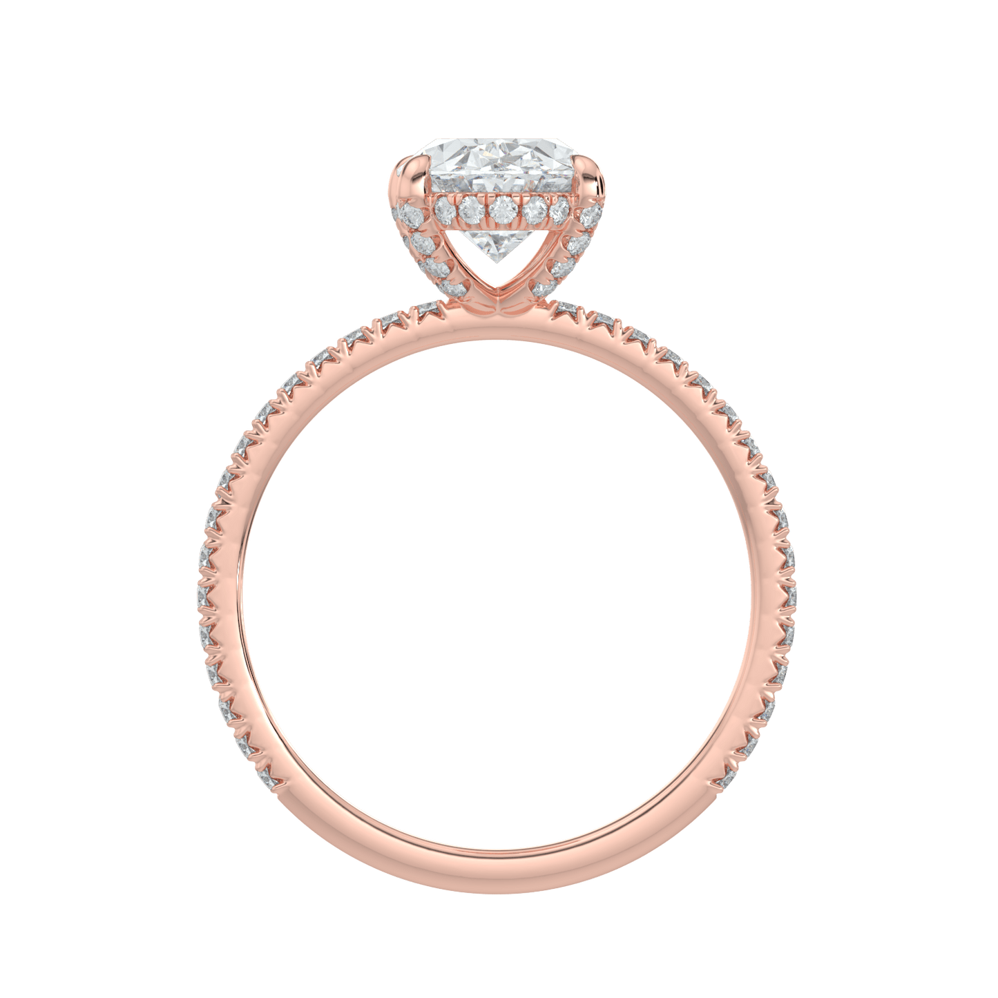 Vivienne Diamond Ring with Hidden Halo and Pavé Band - Oval - AYKA JEWELS