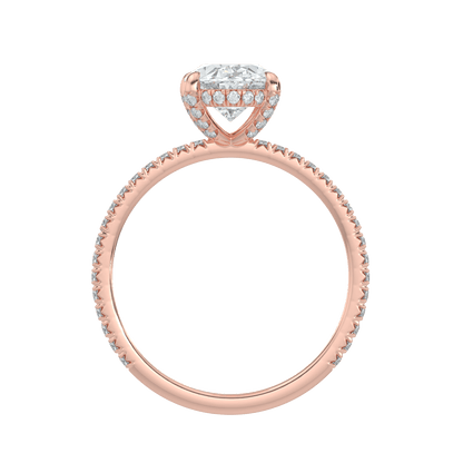 Vivienne Diamond Ring with Hidden Halo and Pavé Band - Oval - AYKA JEWELS
