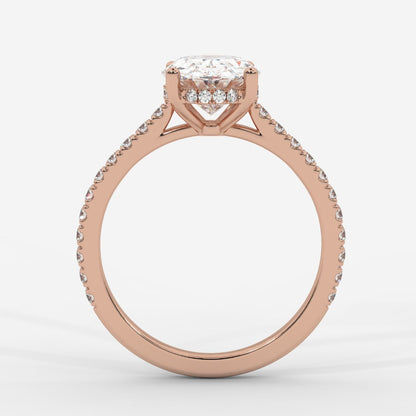 Vivienne Diamond Ring with Hidden Halo and Pavé Band - Oval - AYKA JEWELS