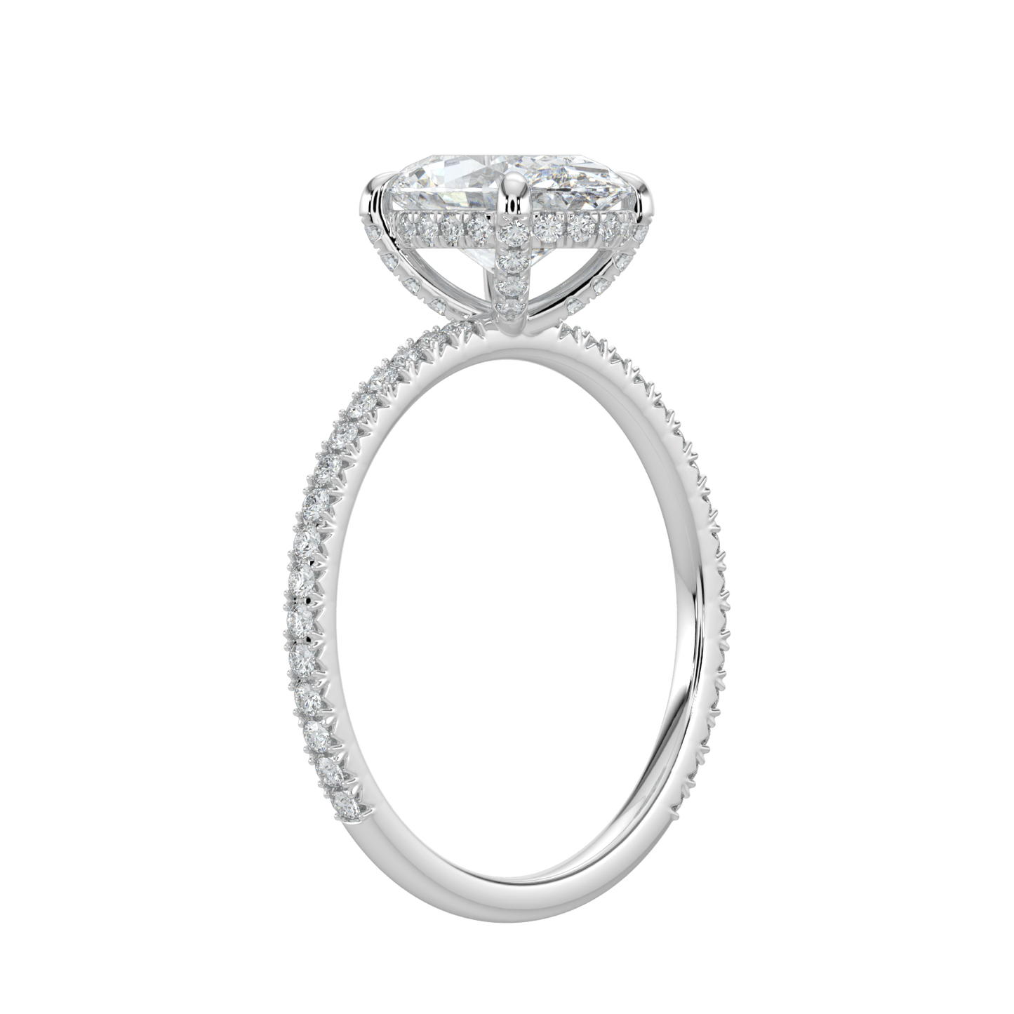 Vivienne Diamond Ring with Hidden Halo and Pavé Band - Oval - AYKA JEWELS