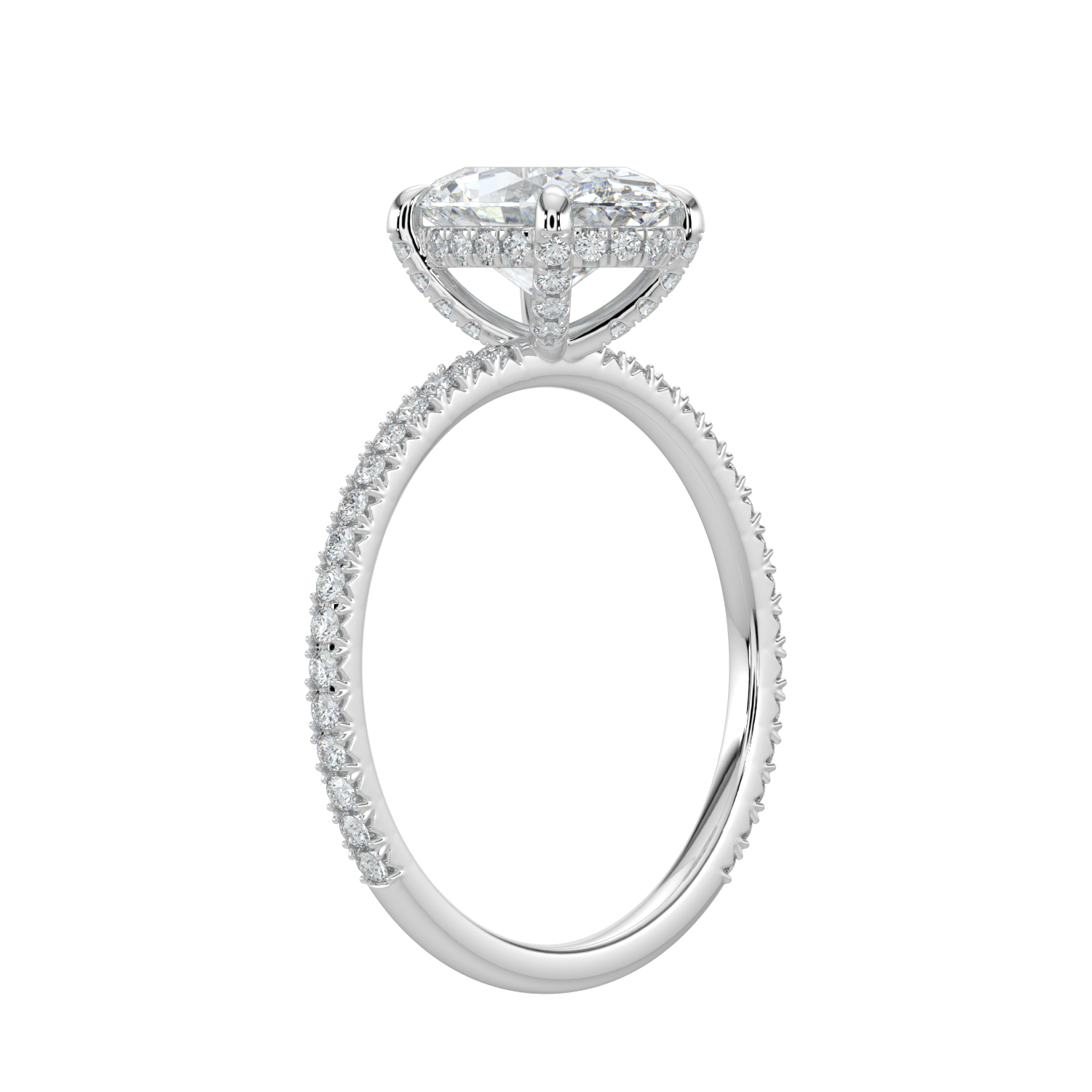 Vivienne Diamond Ring with Hidden Halo and Pavé Band - Oval - AYKA JEWELS