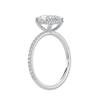 Vivienne Diamond Ring with Hidden Halo and Pavé Band - Oval - AYKA JEWELS