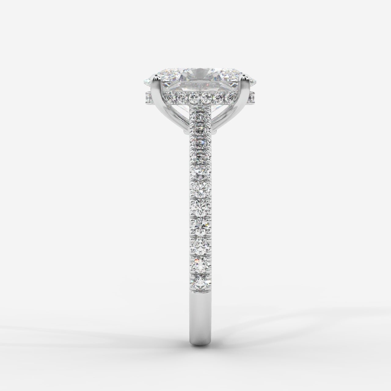 Vivienne Diamond Ring with Hidden Halo and Pavé Band - Oval - AYKA JEWELS