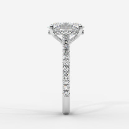 Vivienne Diamond Ring with Hidden Halo and Pavé Band - Oval - AYKA JEWELS