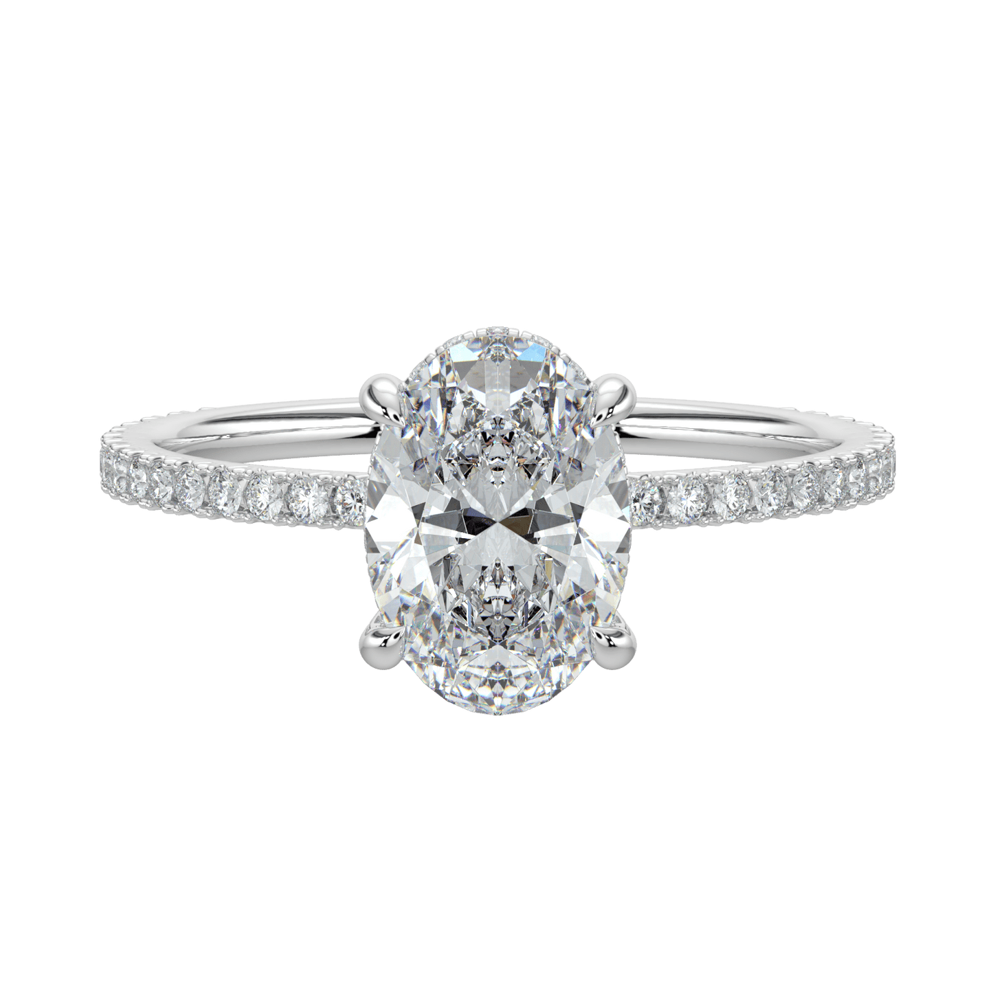 Vivienne Diamond Ring with Hidden Halo and Pavé Band - Oval - AYKA JEWELS