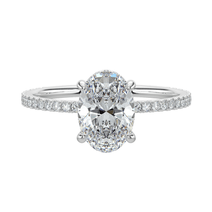 Vivienne Diamond Ring with Hidden Halo and Pavé Band - Oval - AYKA JEWELS