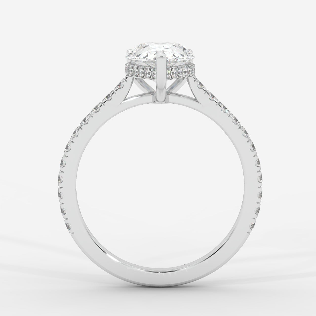 Vivienne Diamond Ring with Hidden Halo and Pavé Band - Pear - AYKA JEWELS