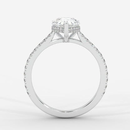 Vivienne Diamond Ring with Hidden Halo and Pavé Band - Pear - AYKA JEWELS