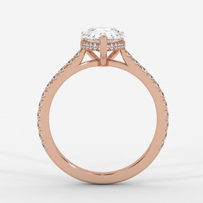 Vivienne Diamond Ring with Hidden Halo and Pavé Band - Pear - AYKA JEWELS