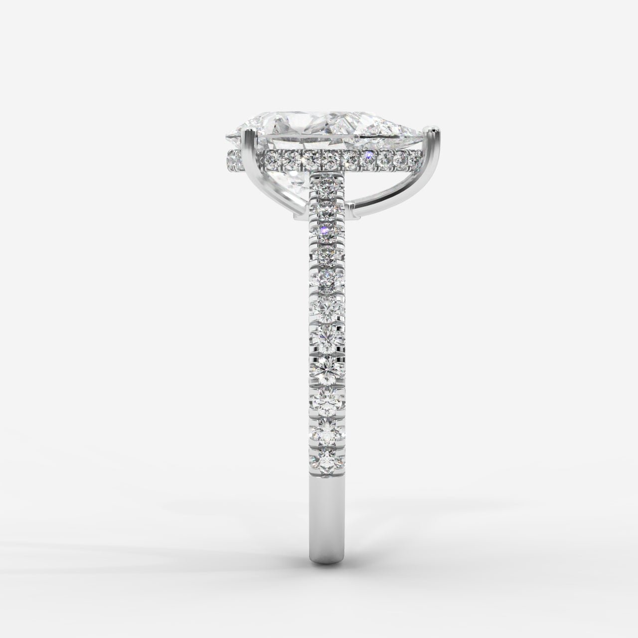 Vivienne Diamond Ring with Hidden Halo and Pavé Band - Pear - AYKA JEWELS