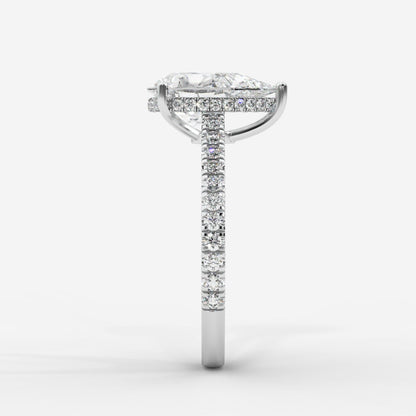 Vivienne Diamond Ring with Hidden Halo and Pavé Band - Pear - AYKA JEWELS