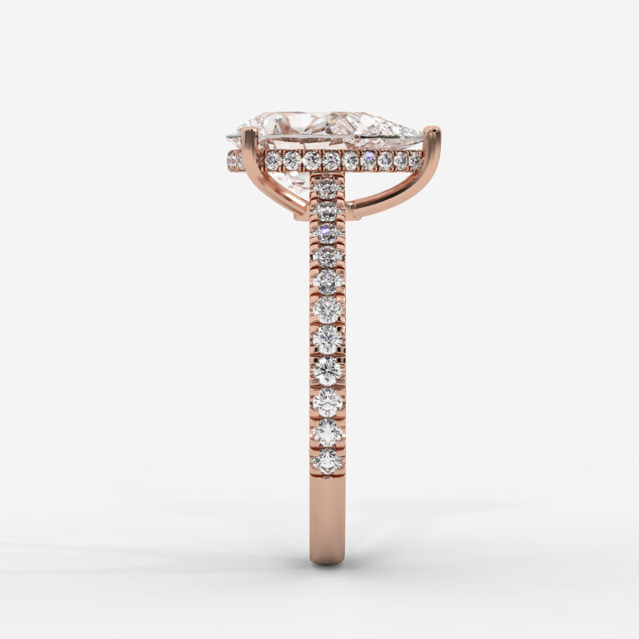Vivienne Diamond Ring with Hidden Halo and Pavé Band - Pear - AYKA JEWELS