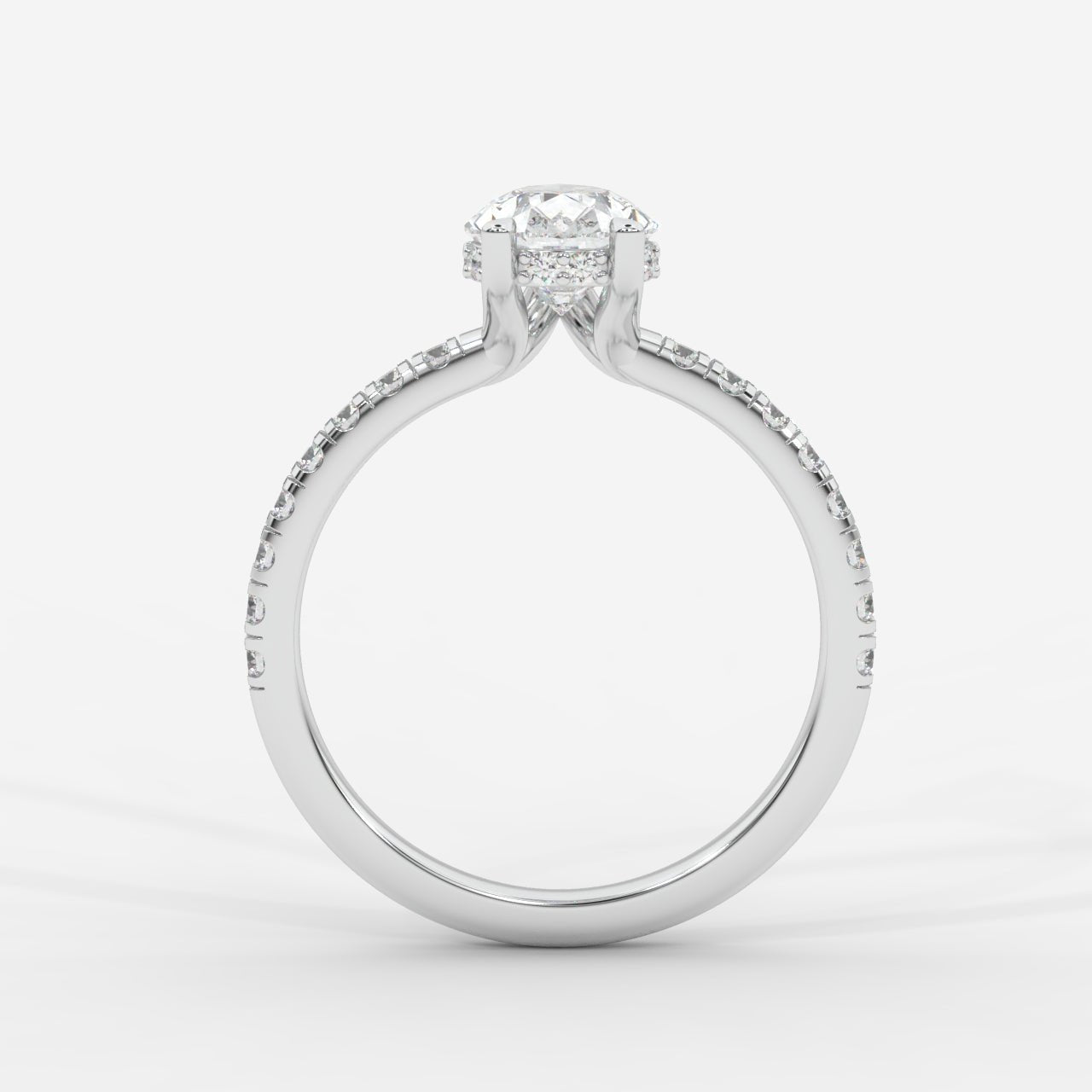 Vivienne Diamond Ring with Hidden Halo and Pavé Band - Pear - AYKA JEWELS