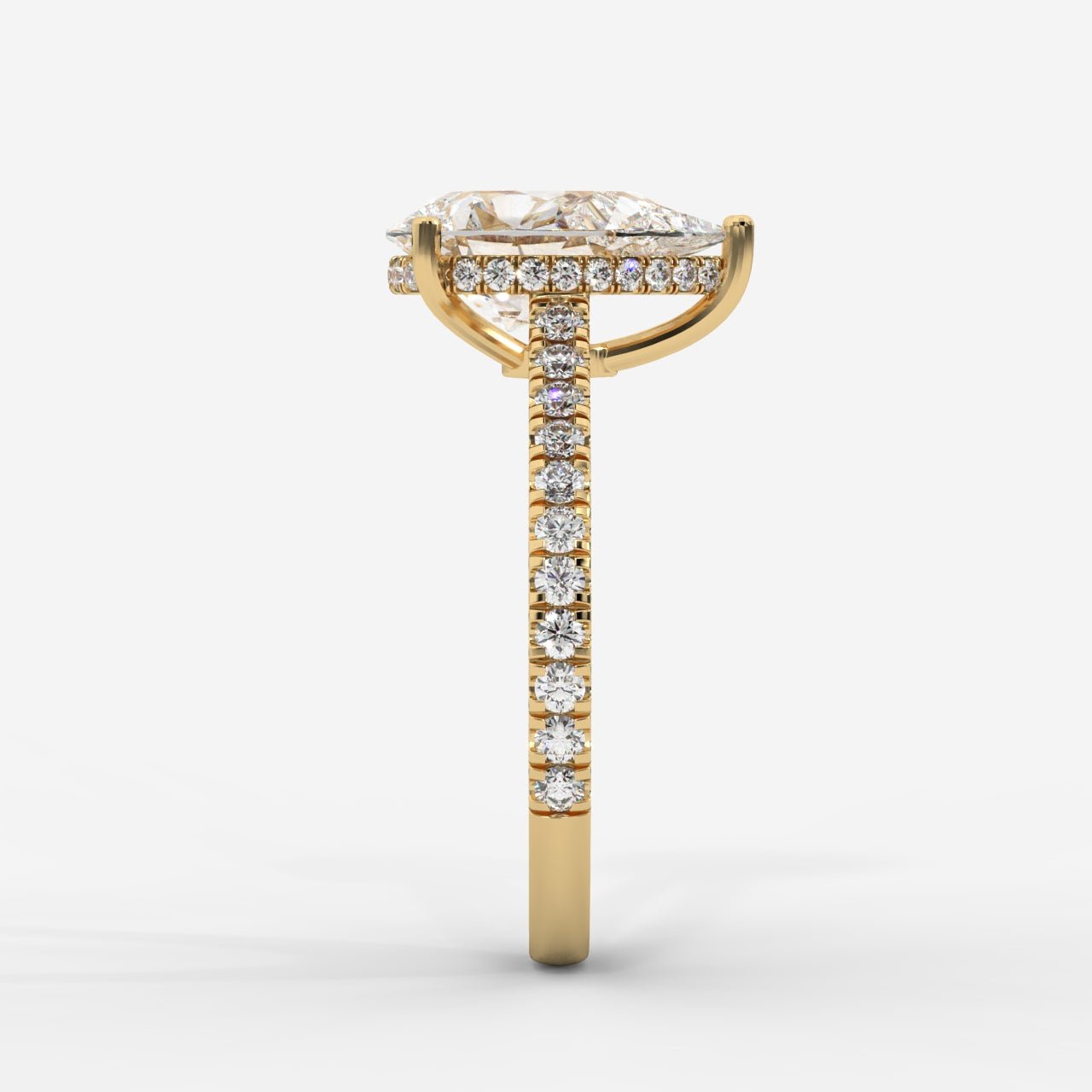 Vivienne Diamond Ring with Hidden Halo and Pavé Band - Pear - AYKA JEWELS