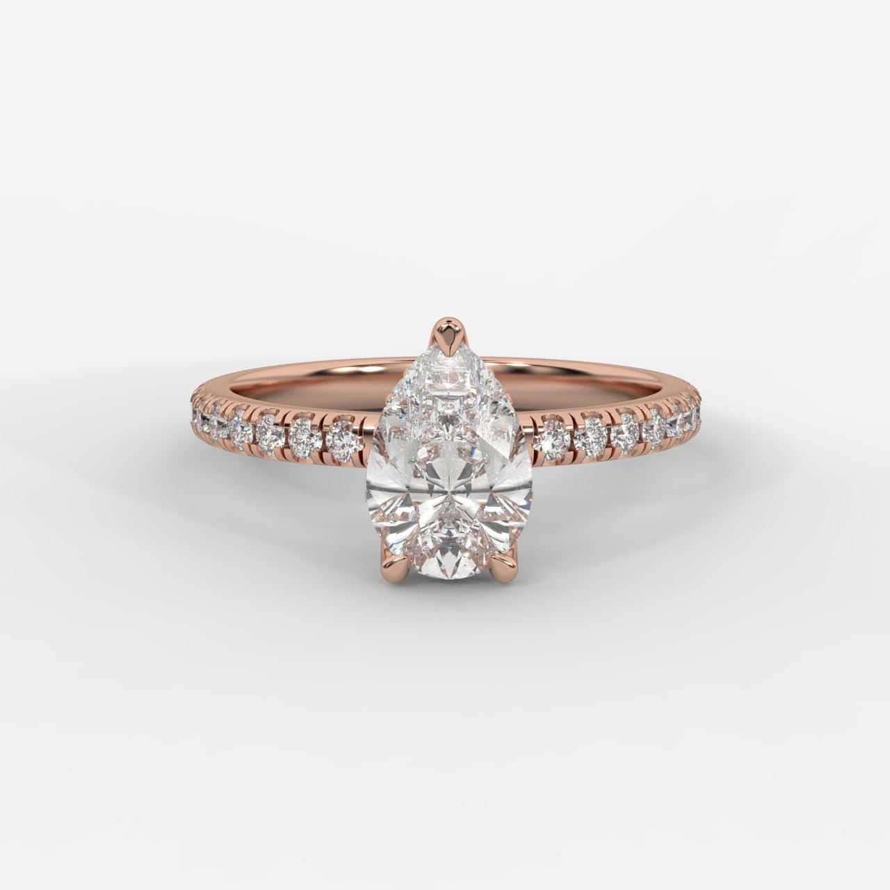 Vivienne Diamond Ring with Hidden Halo and Pavé Band - Pear - AYKA JEWELS