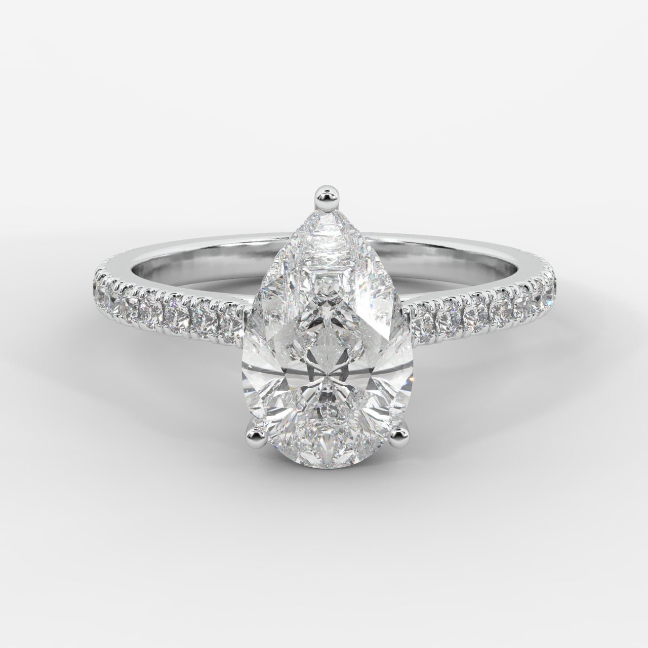 Vivienne Diamond Ring with Hidden Halo and Pavé Band - Pear - AYKA JEWELS