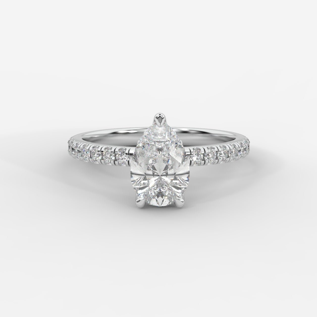 Vivienne Diamond Ring with Hidden Halo and Pavé Band - Pear - AYKA JEWELS