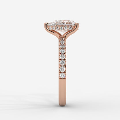 Vivienne Diamond Ring with Hidden Halo and Pavé Band - Pear - AYKA JEWELS
