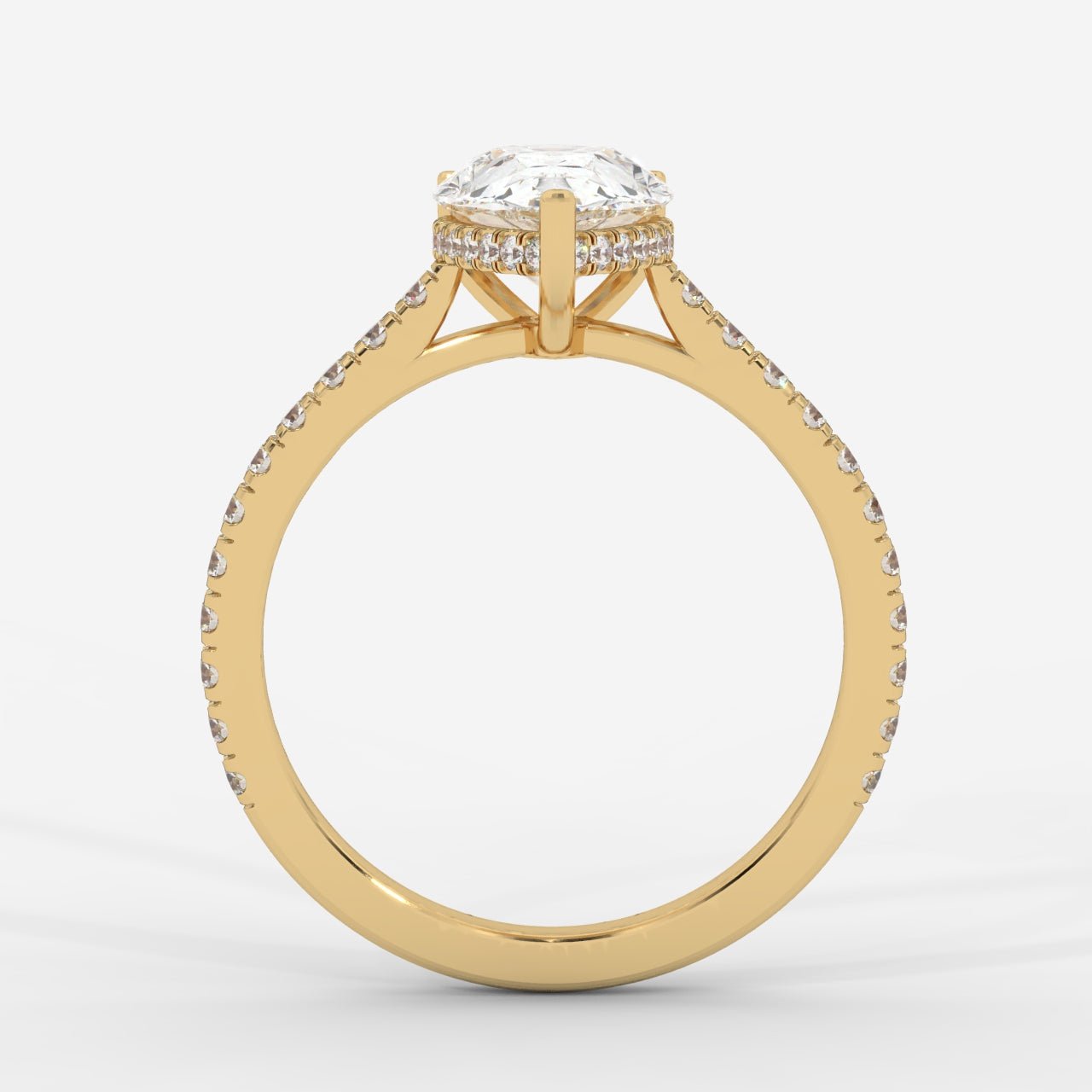 Vivienne Diamond Ring with Hidden Halo and Pavé Band - Pear - AYKA JEWELS