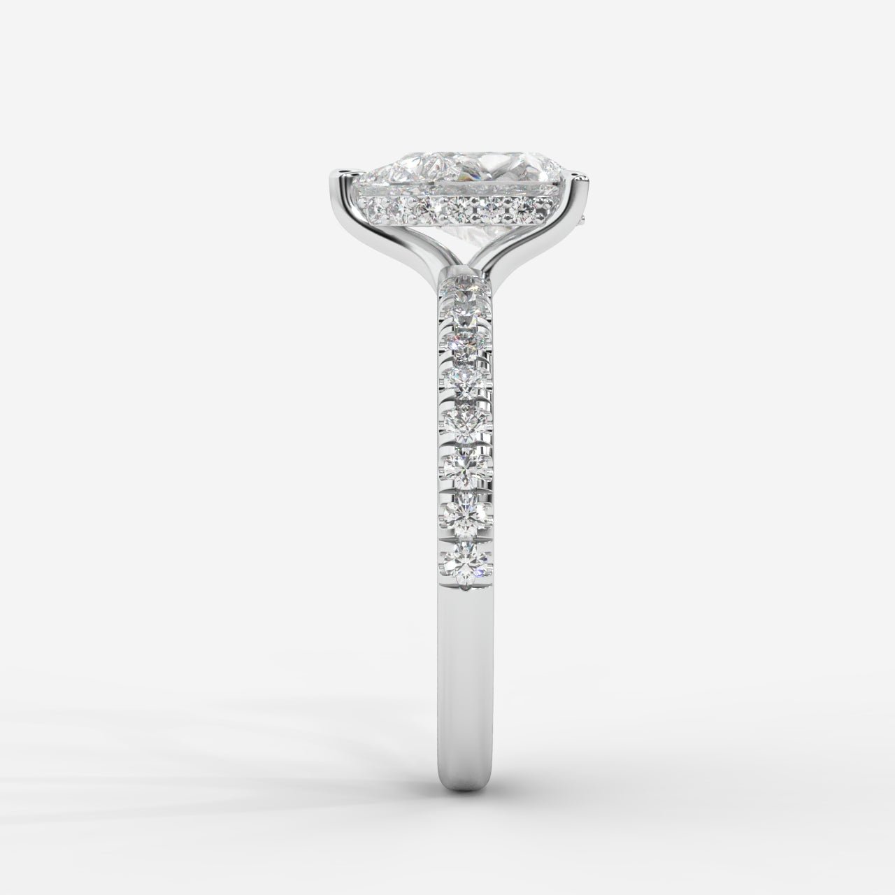 Vivienne Diamond Ring with Hidden Halo and Pavé Band - Pear - AYKA JEWELS