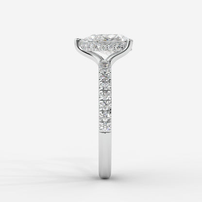 Vivienne Diamond Ring with Hidden Halo and Pavé Band - Pear - AYKA JEWELS