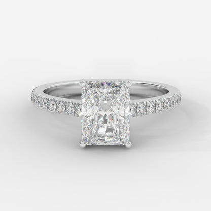 Vivienne Diamond Ring with Hidden Halo and Pavé Band - Radiant - AYKA JEWELS