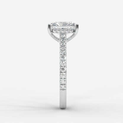 Vivienne Diamond Ring with Hidden Halo and Pavé Band - Radiant - AYKA JEWELS