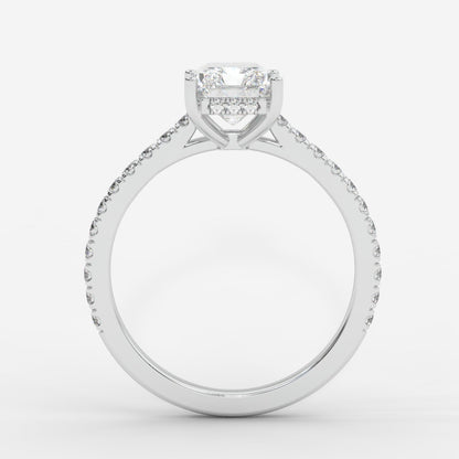 Vivienne Diamond Ring with Hidden Halo and Pavé Band - Radiant - AYKA JEWELS