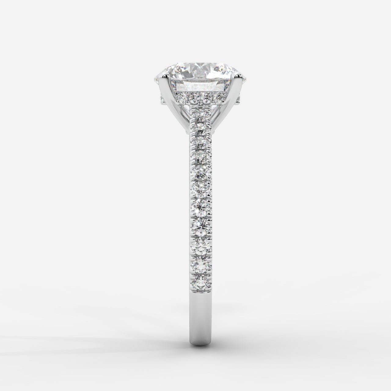 Vivienne Diamond Ring with Hidden Halo and Pavé Band - Round - AYKA JEWELS