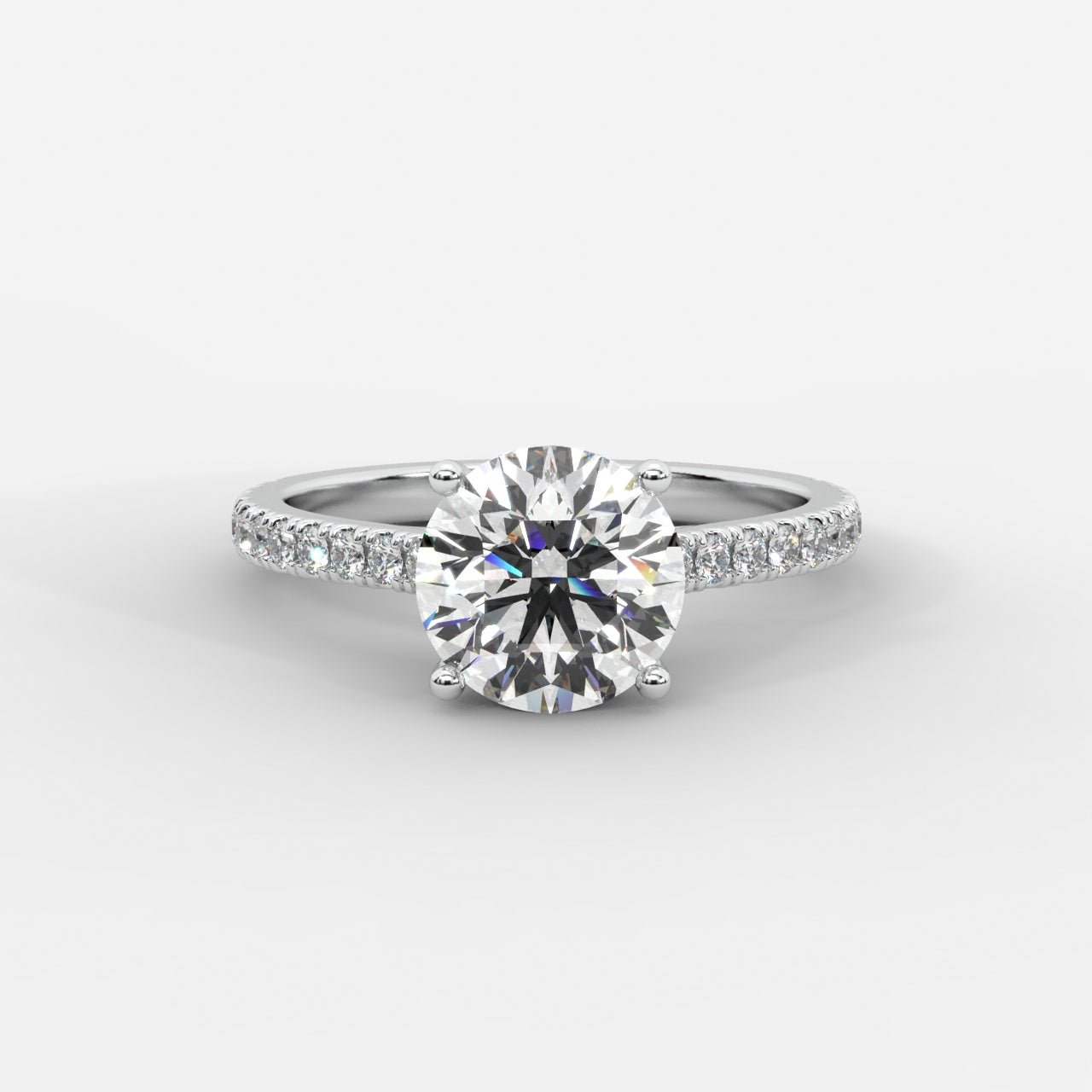 Vivienne Diamond Ring with Hidden Halo and Pavé Band - Round - AYKA JEWELS