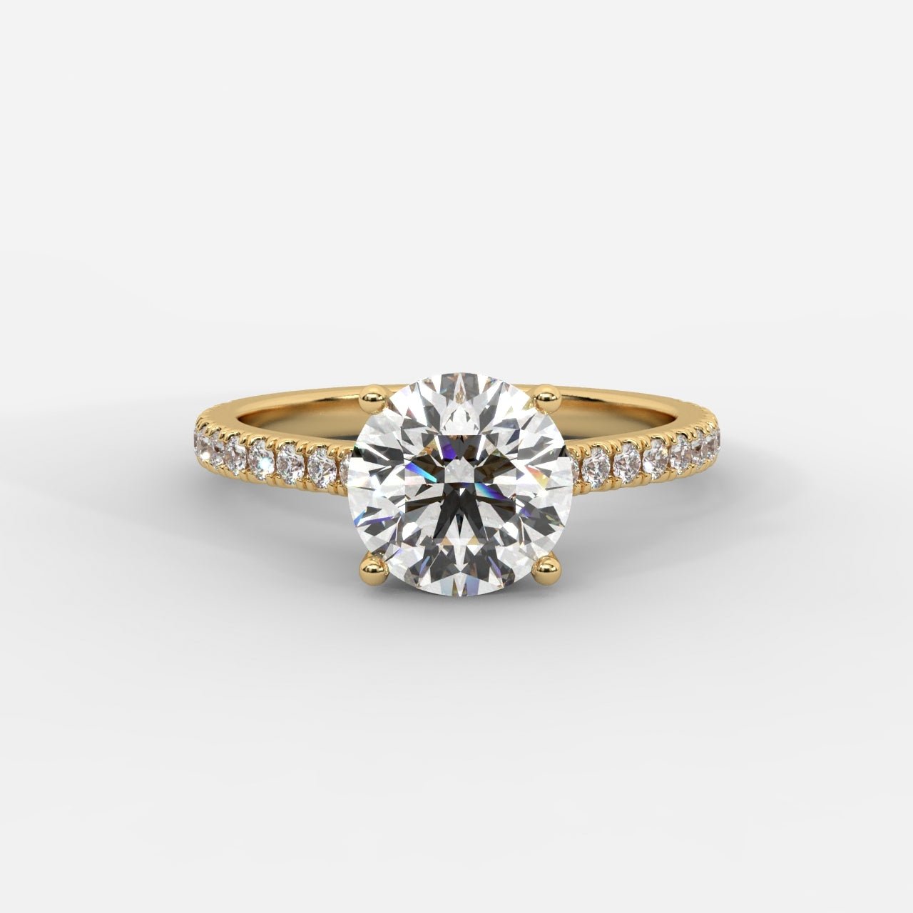 Vivienne Diamond Ring with Hidden Halo and Pavé Band - Round - AYKA JEWELS