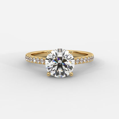 Vivienne Diamond Ring with Hidden Halo and Pavé Band - Round - AYKA JEWELS