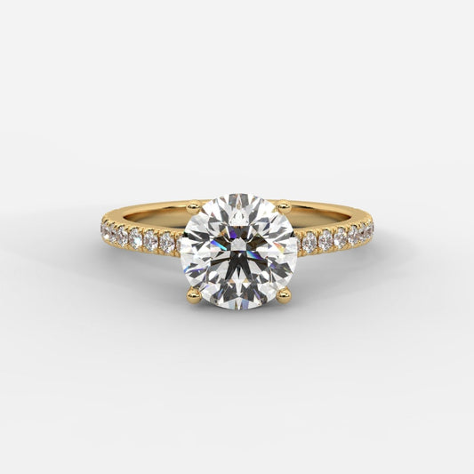 Vivienne Diamond Ring with Hidden Halo and Pavé Band - Round - AYKA JEWELS