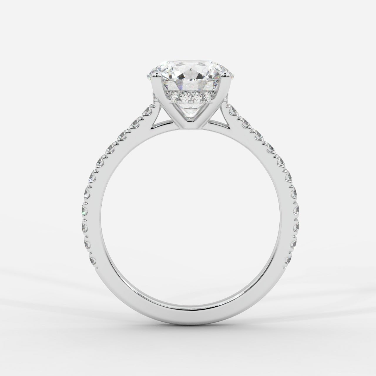 Vivienne Diamond Ring with Hidden Halo and Pavé Band - Round - AYKA JEWELS