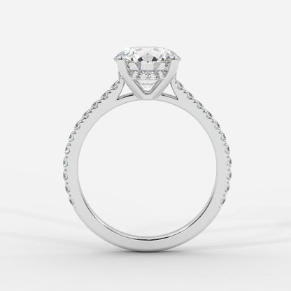 Vivienne Diamond Ring with Hidden Halo and Pavé Band - Round - AYKA JEWELS