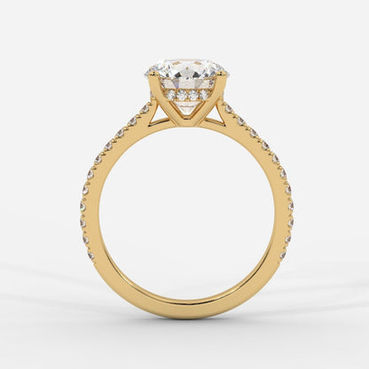 Vivienne Diamond Ring with Hidden Halo and Pavé Band - Round - AYKA JEWELS