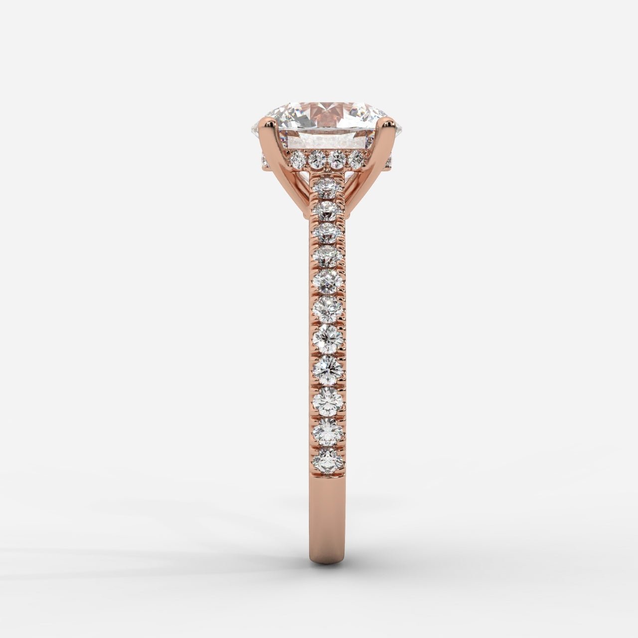 Vivienne Diamond Ring with Hidden Halo and Pavé Band - Round - AYKA JEWELS