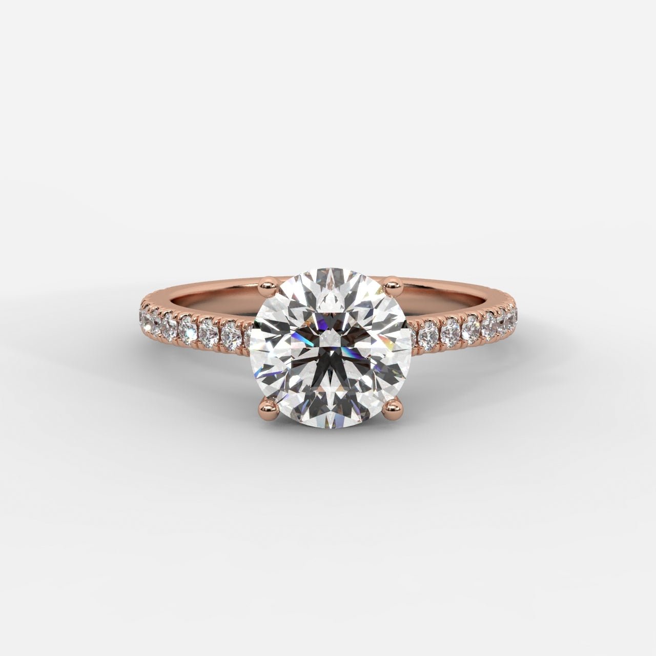 Vivienne Diamond Ring with Hidden Halo and Pavé Band - Round - AYKA JEWELS