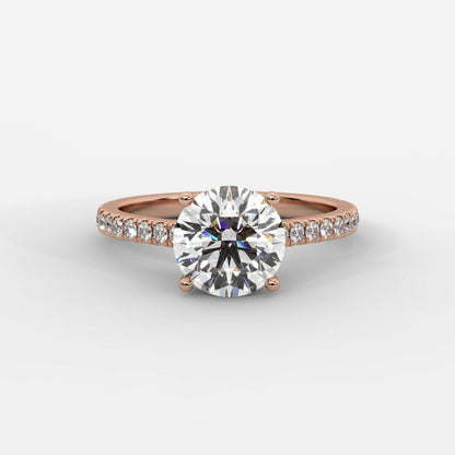 Vivienne Diamond Ring with Hidden Halo and Pavé Band - Round - AYKA JEWELS