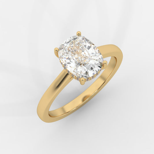 Vivienne Diamond Ring with Hidden Halo - Cushion - AYKA JEWELS