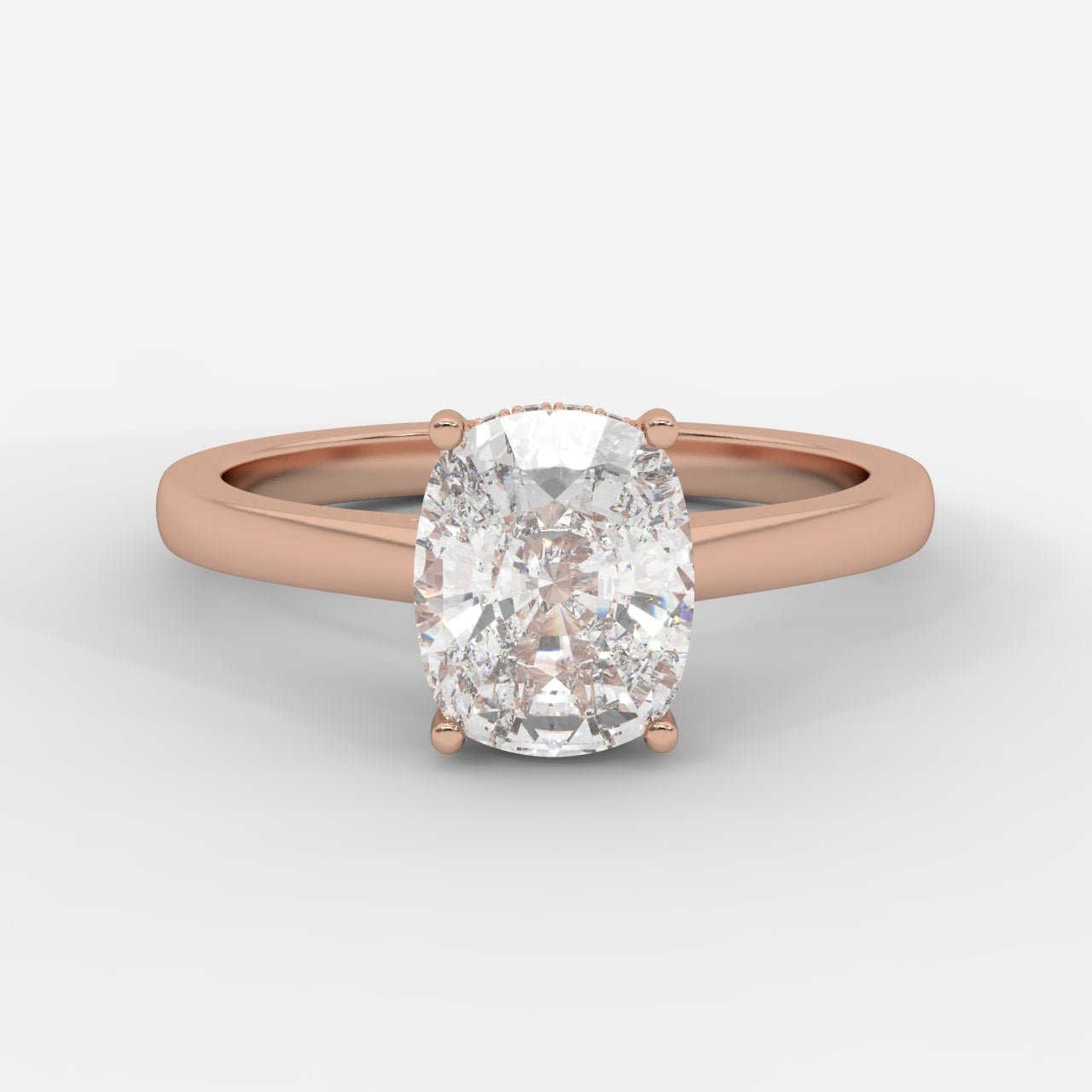 Vivienne Diamond Ring with Hidden Halo - Cushion - AYKA JEWELS