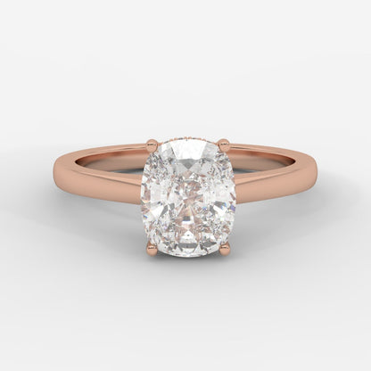 Vivienne Diamond Ring with Hidden Halo - Cushion - AYKA JEWELS