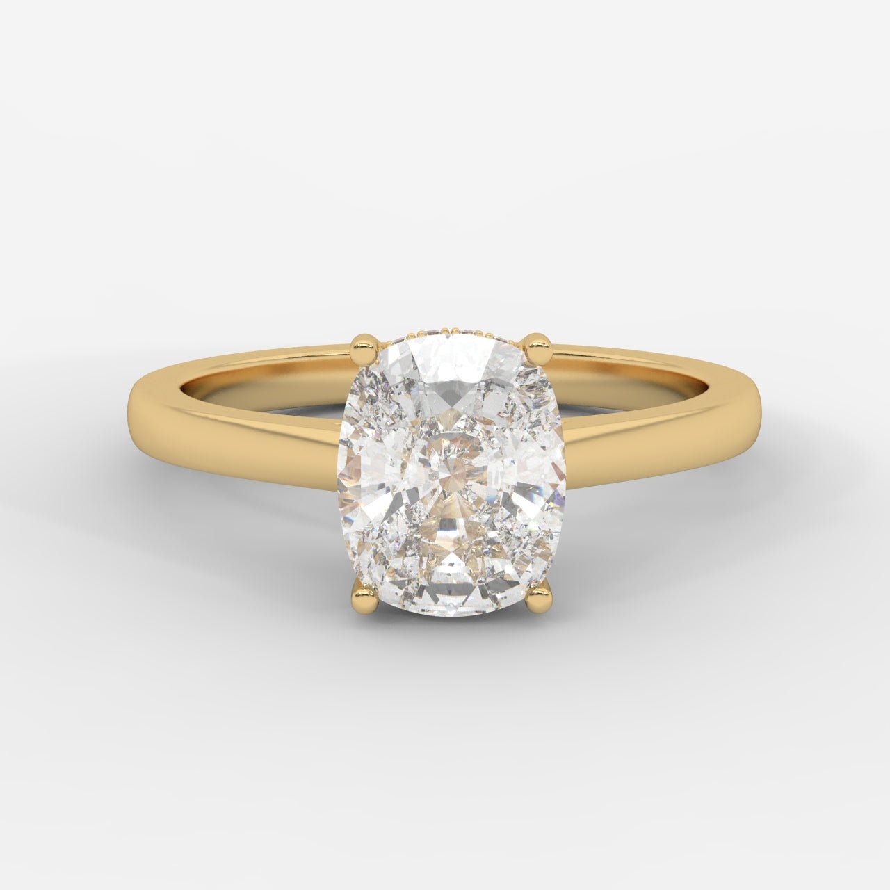 Vivienne Diamond Ring with Hidden Halo - Cushion - AYKA JEWELS