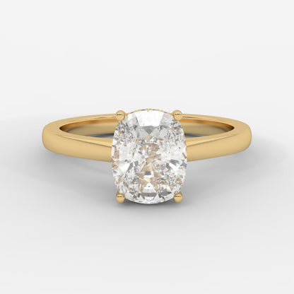 Vivienne Diamond Ring with Hidden Halo - Cushion - AYKA JEWELS