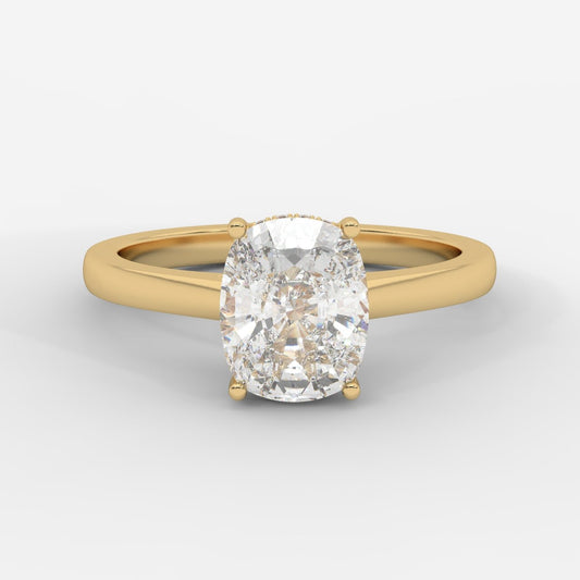 Vivienne Diamond Ring with Hidden Halo - Cushion - AYKA JEWELS