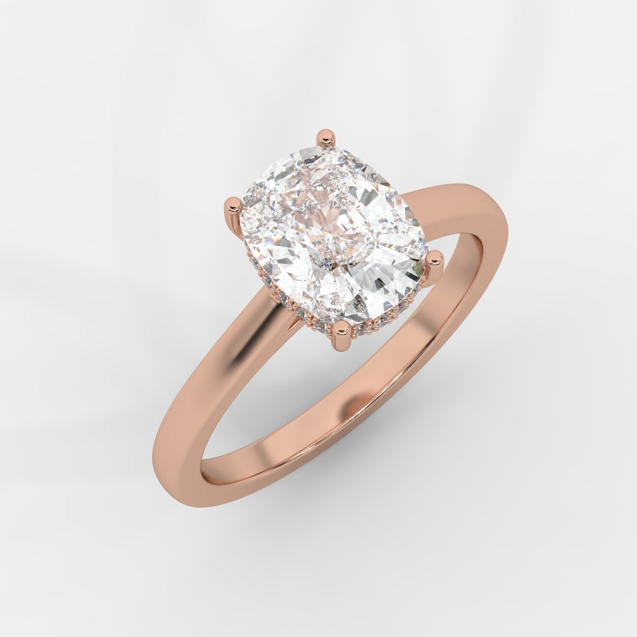 Vivienne Diamond Ring with Hidden Halo - Cushion - AYKA JEWELS
