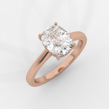 Vivienne Diamond Ring with Hidden Halo - Cushion - AYKA JEWELS