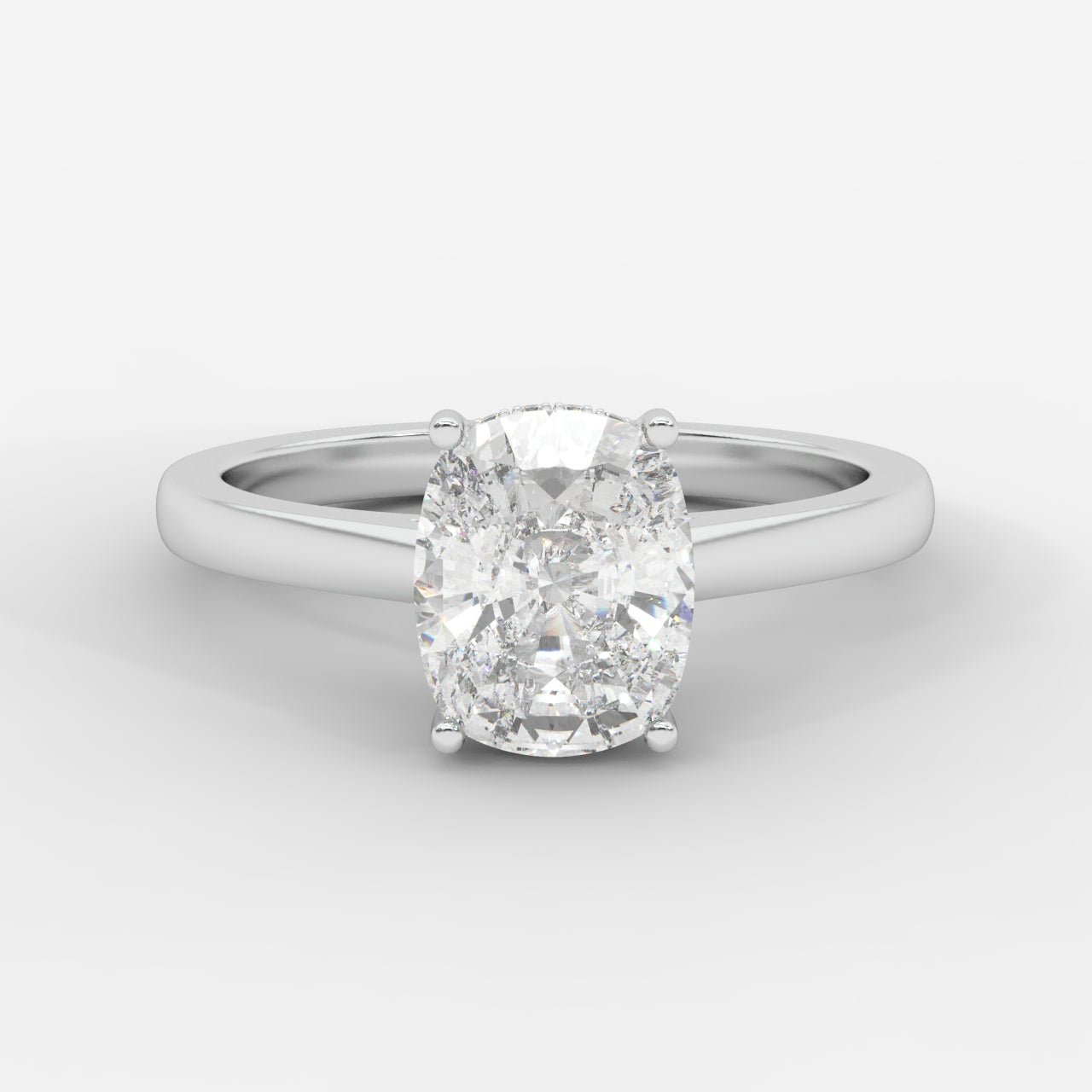 Vivienne Diamond Ring with Hidden Halo - Cushion - AYKA JEWELS